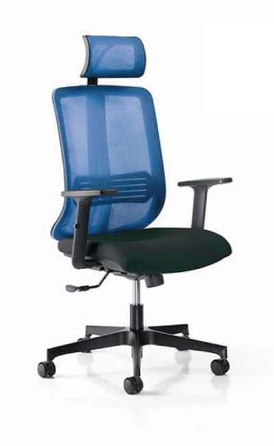 Vertigo Blu con braccioli regolabili e base nera