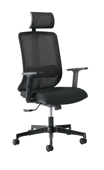 Vertigo Black con braccioli regolabili e base nera
