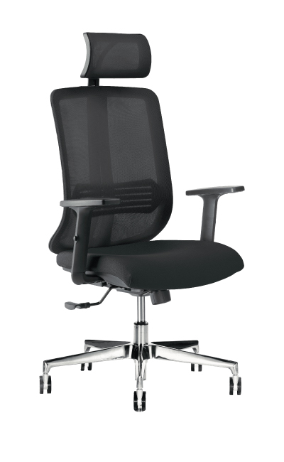Vertigo Black con braccioli regolabili e base cromata