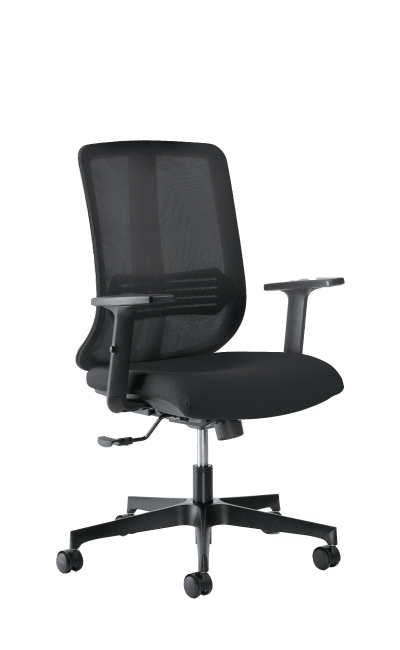 Vertigo Black con braccioli regolabili e base nera