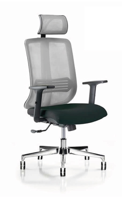 Vertigo Grey con braccioli regolabili e base cromata