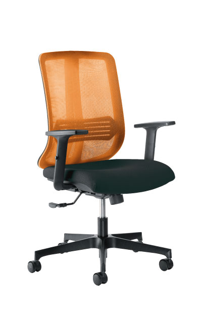 Vertigo Orange con braccioli regolabili e base nera